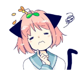 🤔 anime, ragazza gatto, carina, ragazza, cartone animato, kawaii, adesivo whatsapp sticker