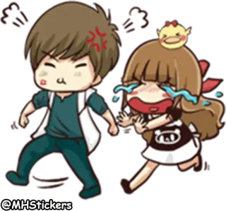 😭 enojado, llorando, triste, dibujos animados, pareja whatsapp sticker