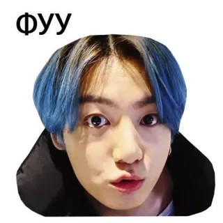 😝 фуу adesivo, persona, faccia, capelli blu telegram sticker