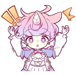 👸 Anime, niedlich, Chibi, Einhorn, Figur, kawaii telegram sticker