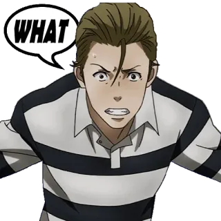 ❔ WHAT Anime, Hombre, Expresión, Impactado, Dibujos animados, Bocadillo whatsapp sticker