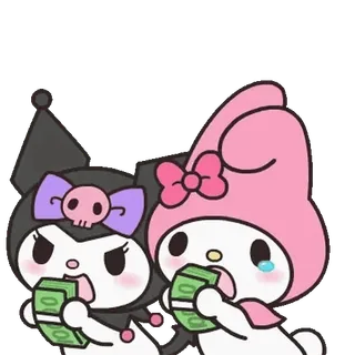 😊 Kuromi Kuromi, My Melody, Sanrio, dinero, dibujos animados, lindo, kawaii telegram sticker