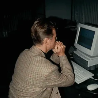 ⭐️ Mann, Computer, Tastatur, Schreibtisch, Büro, Technologie telegram sticker