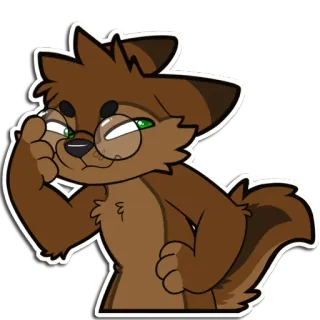 😒 furry, brown fox, glasses, smart, adjusting glasses, anime style, animal character, cute telegram sticker