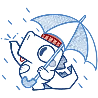 ☔️ dinosaur, cartoon, umbrella, rain, cute, animal telegram sticker