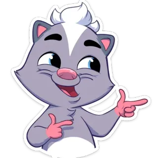 😉 Puzzola, Animale, Cartone animato, Carino, Pistola a dita, Indicando, Gesto telegram sticker