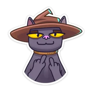 🖕 gato, mago, magia, dedo do meio, ofensivo, rude, gesto whatsapp sticker