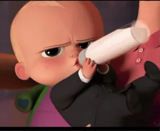 😒 Boss Baby The Boss Baby em bé, hoạt hình, áo vest, bình sữa, nhân vật whatsapp sticker