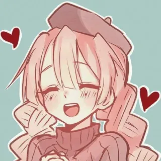 ❤️ anime, rambut pink, hati, imut, baret, kartun, ceria telegram sticker