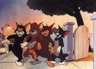👥 Tom Cat Cartoon, Tom und Jerry, Freundschaft, Katzen, Gehen, Animation, Vintage whatsapp sticker