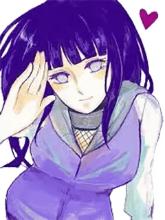 ✋ Hinata Hyuga Naruto 애니메이션, 귀여운, 닌자, 하트, 백안 telegram sticker