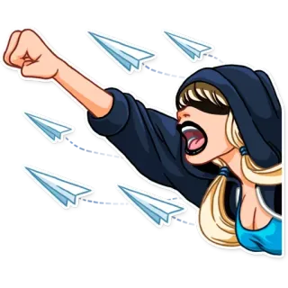 🤛 протест, бумажные самолетики, женщина, гнев, социальное движение telegram sticker