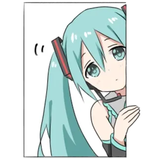 👀 Hatsune Miku Hatsune Miku, garota anime, Vocaloid, fofa, espiando, cabelo turquesa whatsapp sticker