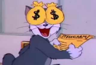 🤑 Tom Cat Tom and Jerry TELEGRAM cartone animato, gatto, soldi, telegramma, simboli del dollaro whatsapp sticker