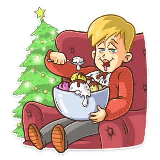 🍦 아이스크림, 크리스마스, 먹기, 만화, 의자, 나무, 휴일 telegram sticker