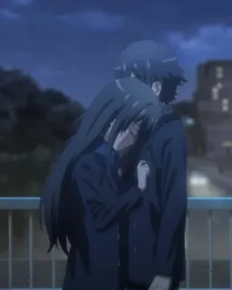 ❣️ Anime, Coppia, Abbraccio, Amore, Notte, Romantico telegram sticker