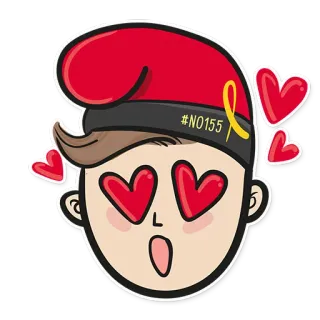 😍 NO155 amore, occhi a cuore, faccia, personaggio, sticker, cartone animato, espressione whatsapp sticker