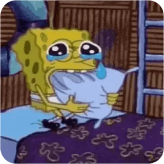 😴 SpongeBob SpongeBob, crying, sad, cartoon, animation, pillow whatsapp sticker