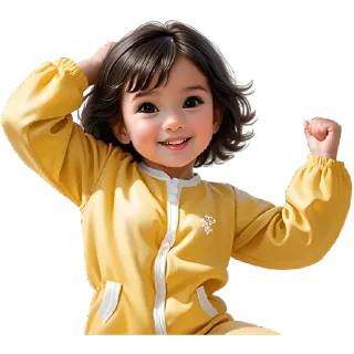 😆 criança, menina, fofo, sorriso, amarelo, retrato telegram sticker