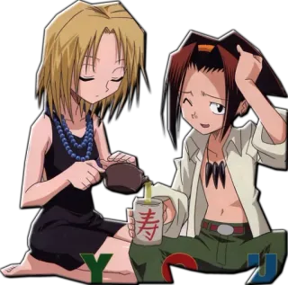 😋 寿 Anime, Chá, Bebendo, Personagens telegram sticker
