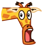😲 giraffa, cartone animato, animale, divertente, carino, testa, collo, espressione telegram sticker