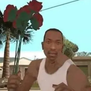 👍 CJ Grand Theft Auto: San Andreas CJ, Grand Theft Auto, San Andreas, fleurs, jeu vidéo, personnage whatsapp sticker