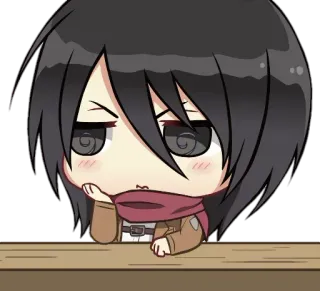 🤔 Mikasa Ackerman Attack on Titan Anime, Manga, Chibi, Mikasa, L'Attaque des Titans, AOT telegram sticker