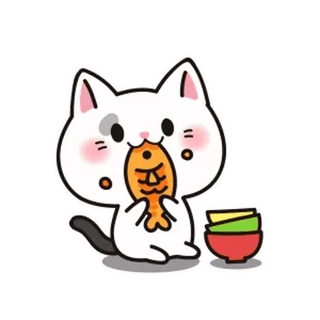 🥩 gatto, pesce, carino, animale, adesivo, cartone animato telegram sticker