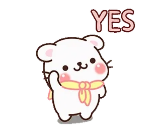 😐 YES น่ารัก, หมี, คาวาอิ, การ์ตูน, ใช่, อนุมัติ, เชิงบวก telegram sticker