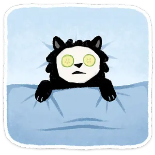 😴 thư giãn, spa, dưa chuột, mèo, dễ thương, giường, ngủ, phim hoạt hình whatsapp sticker