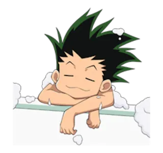 😊 Gon Freecss Hunter x Hunter Gon Freecss, Hunter x Hunter, anime, character, bath, relaxing telegram sticker