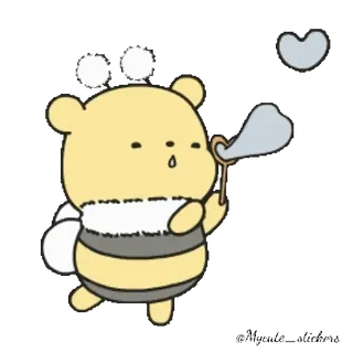 🍯 niedźwiedź, kreskówka, słodki, pszczoła, zwierzę whatsapp sticker