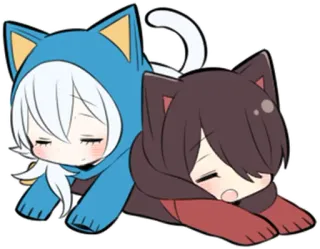 😪 Anime, Kawaii, Lindo, Gato, Durmiendo, Chibi, Adorable, Animales telegram sticker