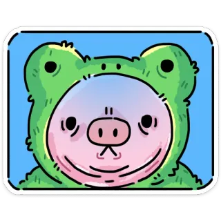 🫤 猪, 青蛙, 动物, 卡通, 贴纸, 服装 telegram sticker
