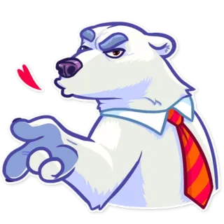 😘 oso polar, dibujos animados, negocios, corbata, descarado, beso whatsapp sticker