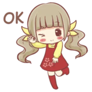 👌 OK Аниме, Девушка, Милая, Мультфильм, OK, Подмигивание telegram sticker