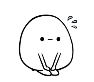 🥚 Blob, Desenho animado, Branco, Simples, Fofo, Suor, Preocupado, Nervoso telegram sticker