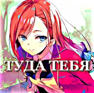 🙃 ТУДА ТЕБЯ Anime, Dziewczyna, Rosyjski, Tekst telegram sticker