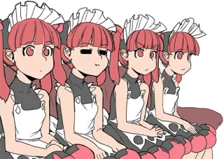 😑 anime, maid, uniform, girls, cute, cartoon telegram sticker