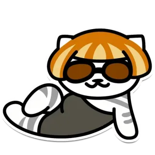 😑 кот, солнцезащитные очки, расслабленный, крутой кот, мультяшный кот whatsapp sticker
