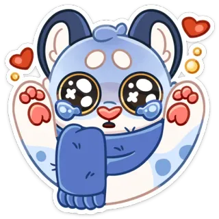 😍 การ์ตูน, น่ารัก, สัตว์, หัวใจ, คาวาอิ, สติกเกอร์ whatsapp sticker