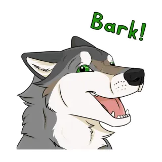 🐕 Bark! lobo, animal, perro, ladrido, lindo, dibujos animados whatsapp sticker