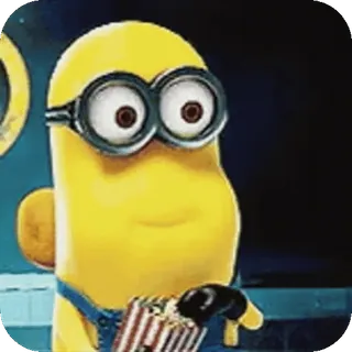 ๐ Minion Despicable Me minion, popcorn, eating, funny, excited, despicable me, reaction telegram sticker