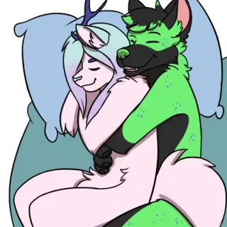 🫂 furry, hug, cuddle, anthropomorphic, couple, affectionate, digital art telegram sticker
