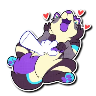 👋 furry, wolf, happy, love, cartoon, cute, animal, sticker telegram sticker