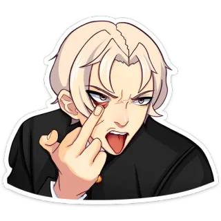 🖕 anime, dedo corazón, grosero, ofensivo, uniforme escolar, dibujos animados, arte digital, personaje telegram sticker