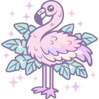 🦩 flamingo, bird, pastel, cute, animal, tropical, kawaii telegram sticker