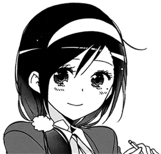 🙂 anime, manga, girl, portrait, black and white telegram sticker