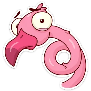 😐 火烈鸟, 鸟, 卡通, 贴纸, 粉色, 搞笑 telegram sticker
