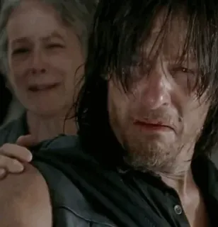 😓 Daryl Dixon The Walking Dead płacz, smutny, serial, emocjonalny, zombie telegram sticker